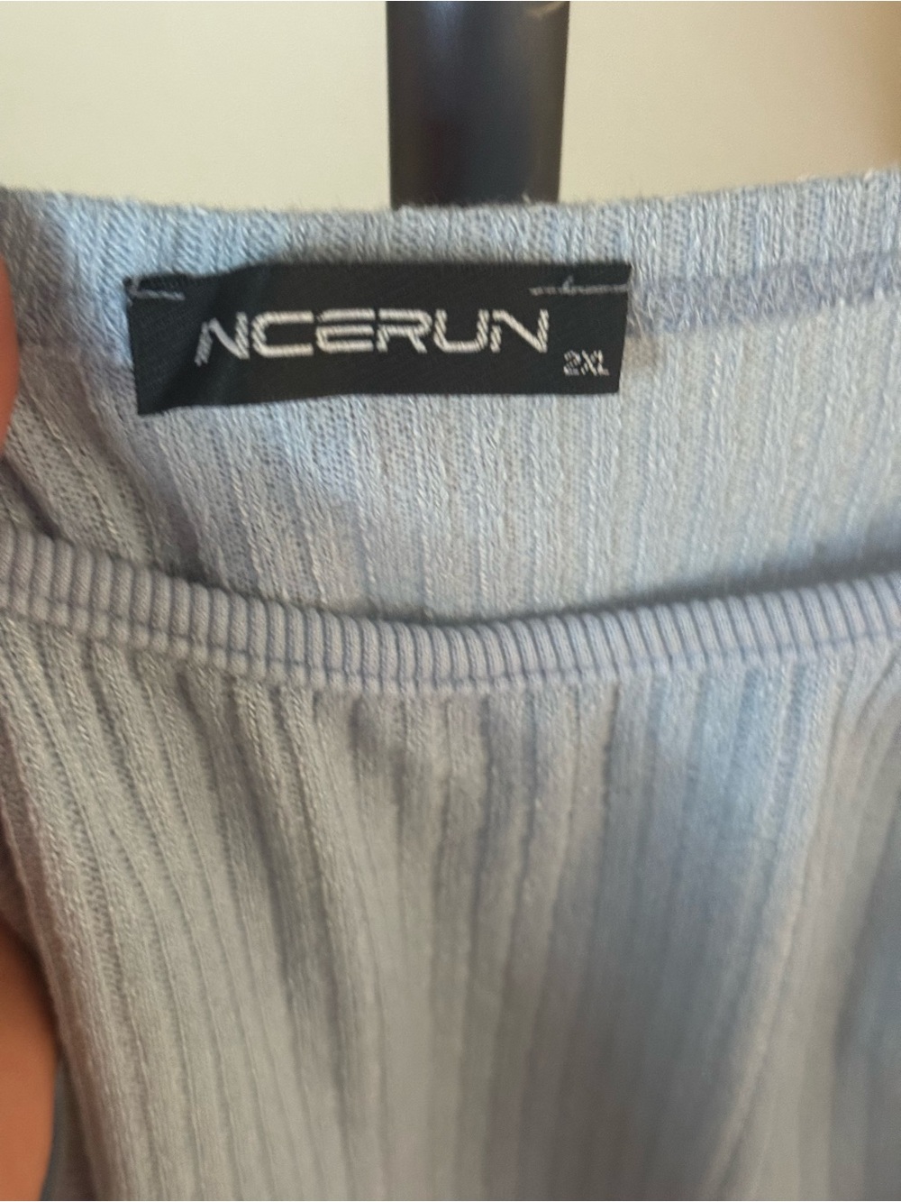 CeCe Light Blue Ribbed Ring-Detail Tank Top - Picture 3 of 7